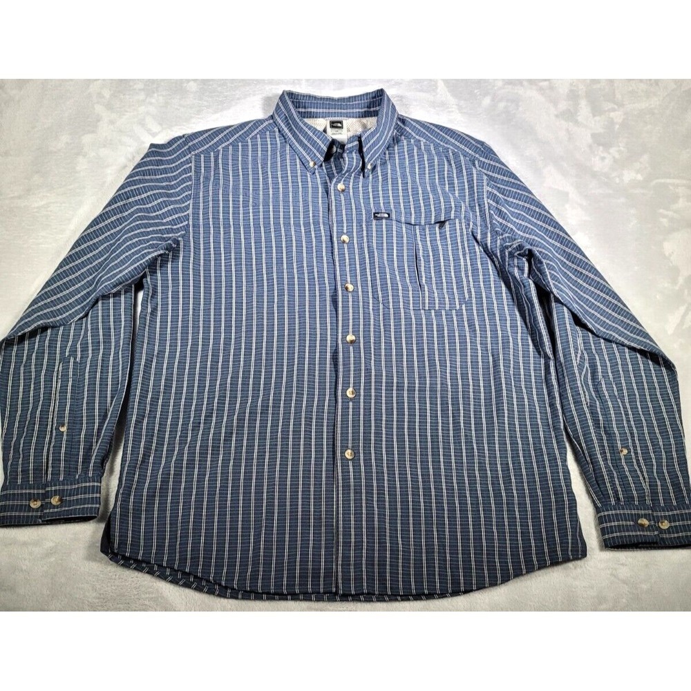 The North Face Shirt Mens‎ L Blue White Check Roll Tab Modal Long Sleeve Zipper